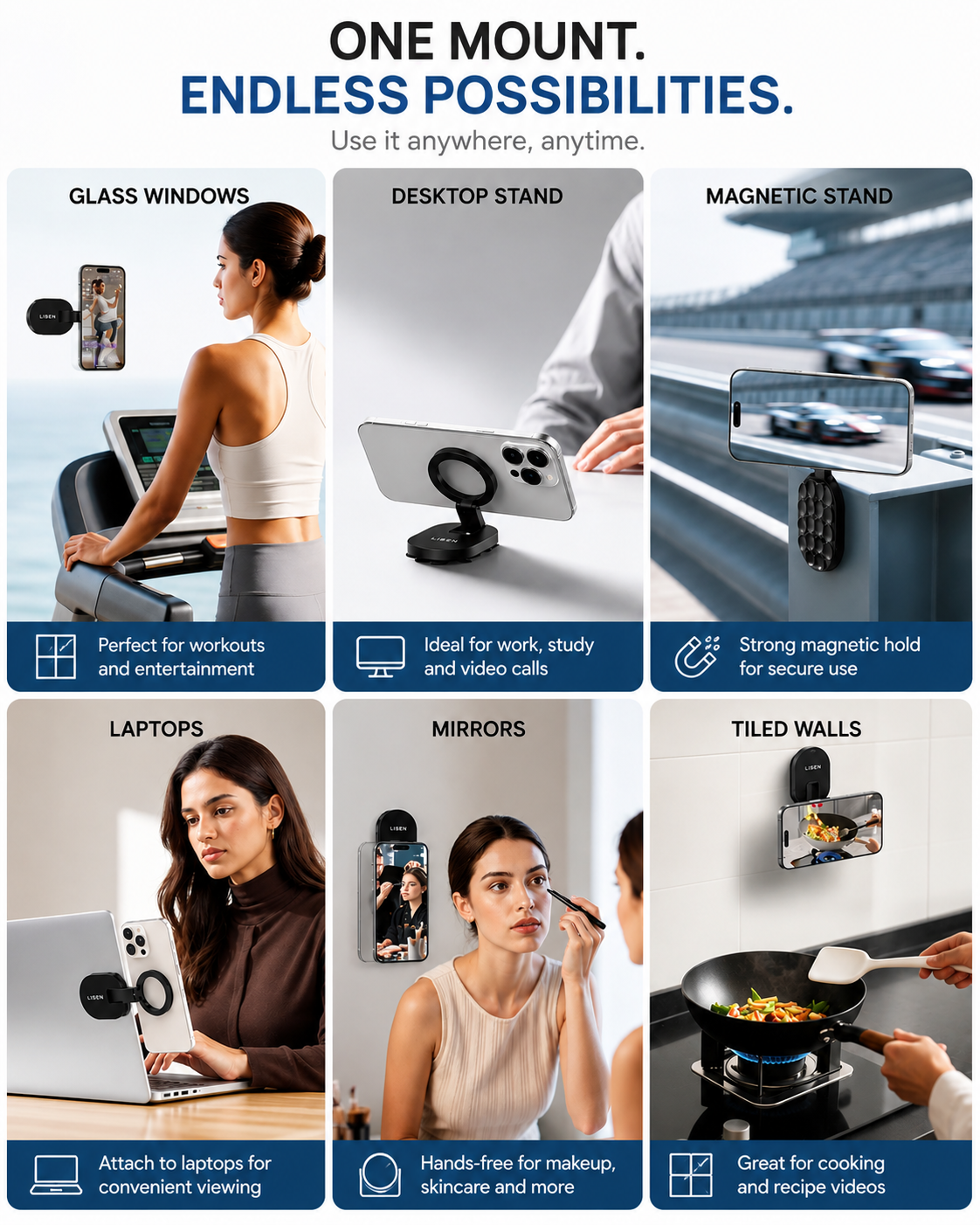 360° Magnetic Suction Phone Mount – Multi-Surface Hands-Free Holder