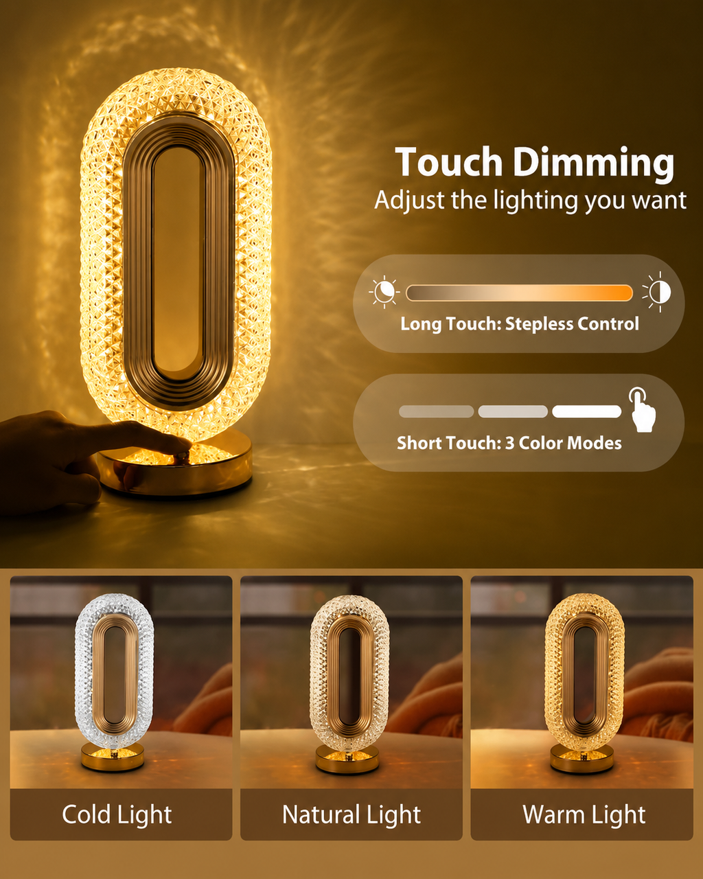 ✨ Modern Oriwex Crystal Table Lamp