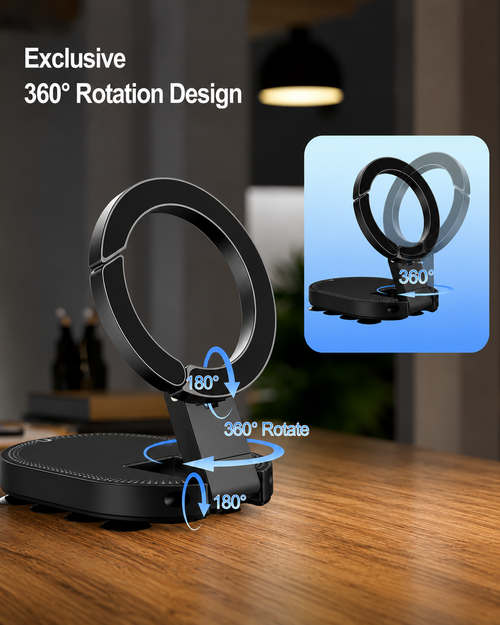 360° Magnetic Suction Phone Mount – Multi-Surface Hands-Free Holder